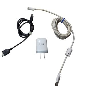 HTC TC U250 Wall Charger Block with Micro-USB and‎ Braided USB-C Cables Set W4